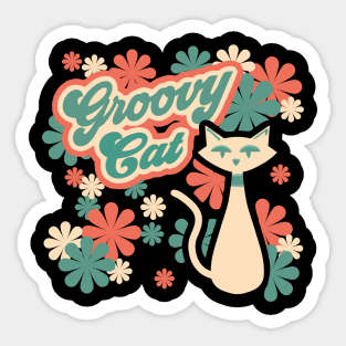 Groovy Cool Funky Cat Psychedelic Retro Vintage 60s Flower Power Sticker